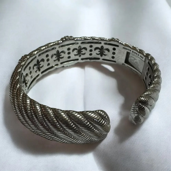 VTG Judith Ripka 925 Sterling Silver & CZ Stones Hinged Cuff Bracelet, 69.75 G - Picture 7 of 9